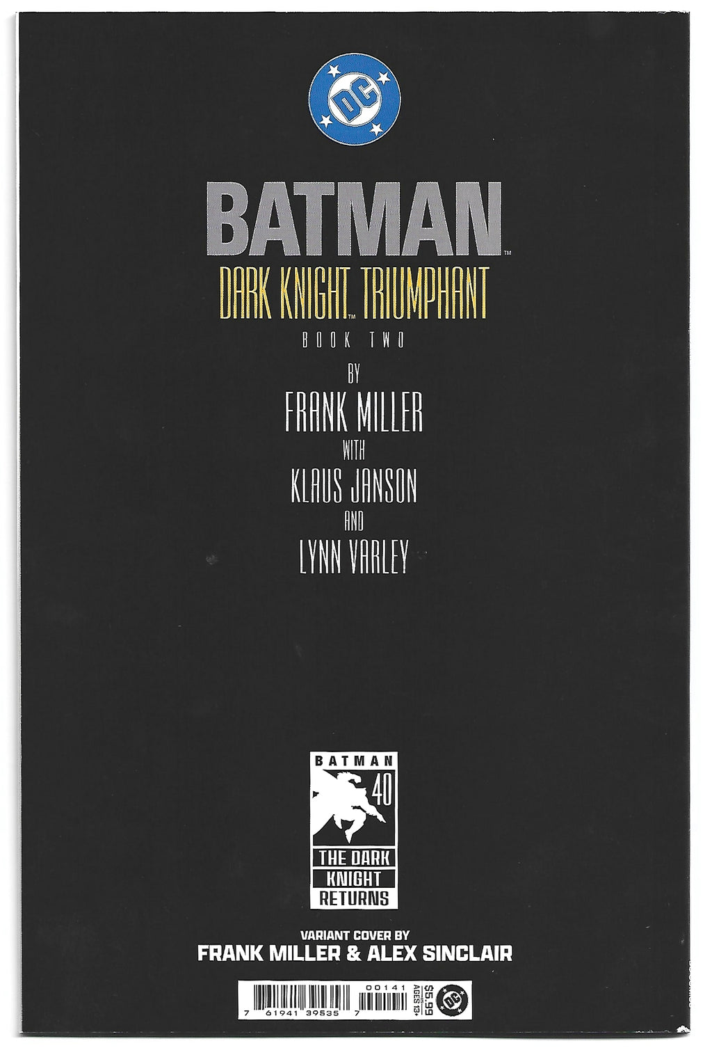 Batman The Dark Knight Triumphant book 2 Frank Miller variant